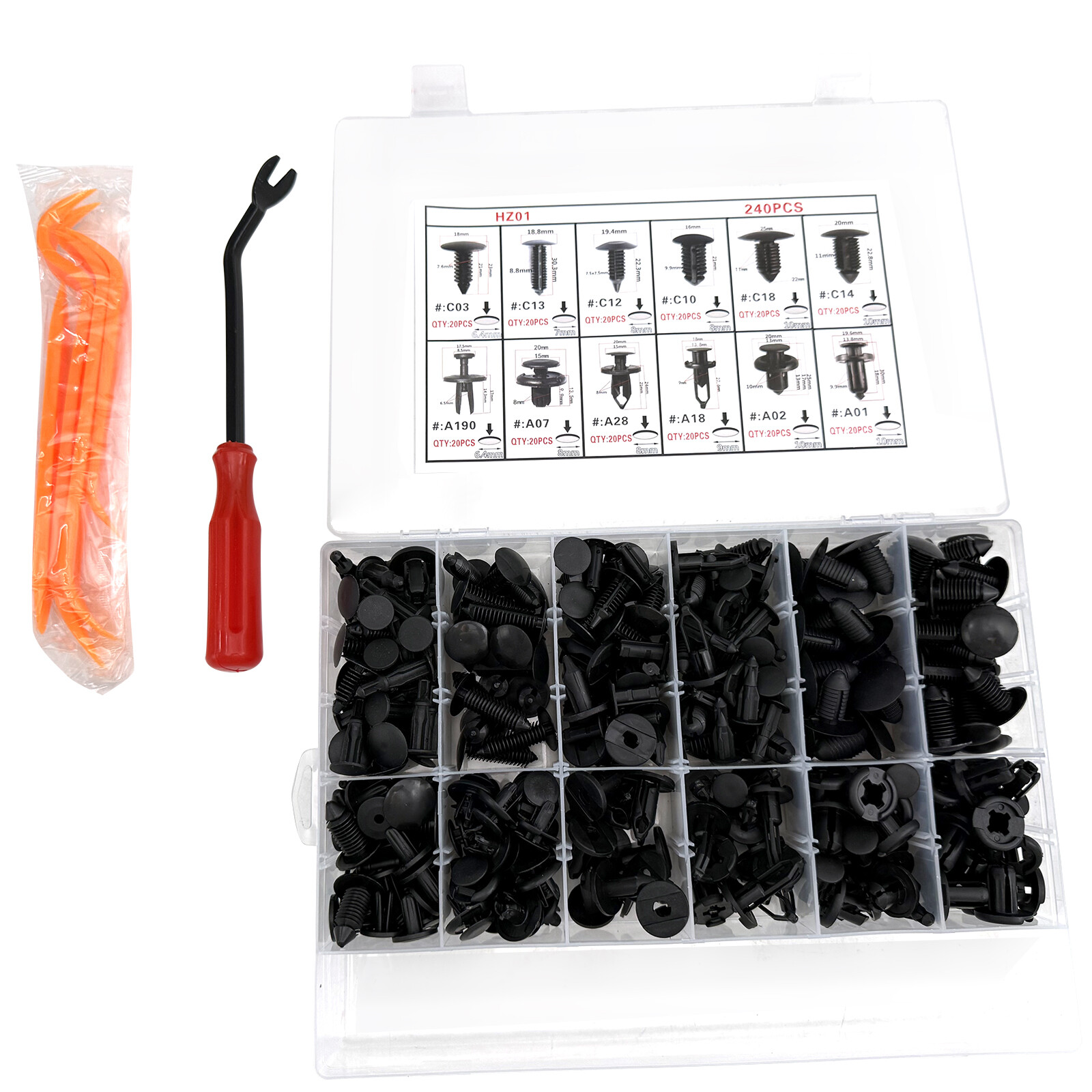 240pcs Auto Car Bumper Retainer Clips Kit Fastener Remover Push Pin Rivet Screw