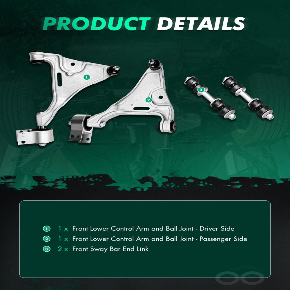 For 2006-2011 Cadillac DTS Buick Lucerne 4pc Control Arms Ball Joints Sway Bars