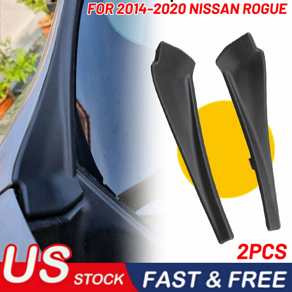 2x Black Front Wiper Side Cowl Extension Cover Trim for Nissan Rogue 2014-2020