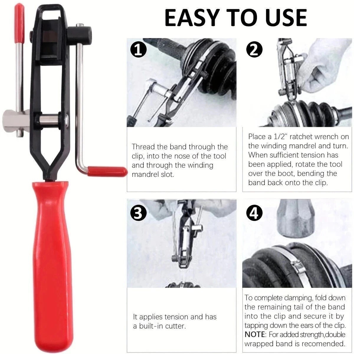20Pcs CV Joint Boot Clamp Pliers with CV Boot Clamps Kit Ear Type Banding Tool
