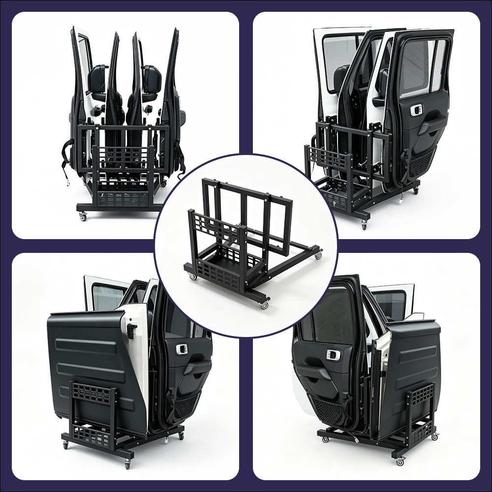 Door and Hard Top Storage Cart Rack for 2007-2026 Jeep Wrangler JK JL Gladiator