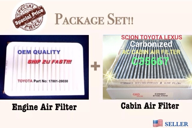 COMBO SET Filter Fits CAMRY VENZA 4 Cylinder Engine & CARBON Great Fit