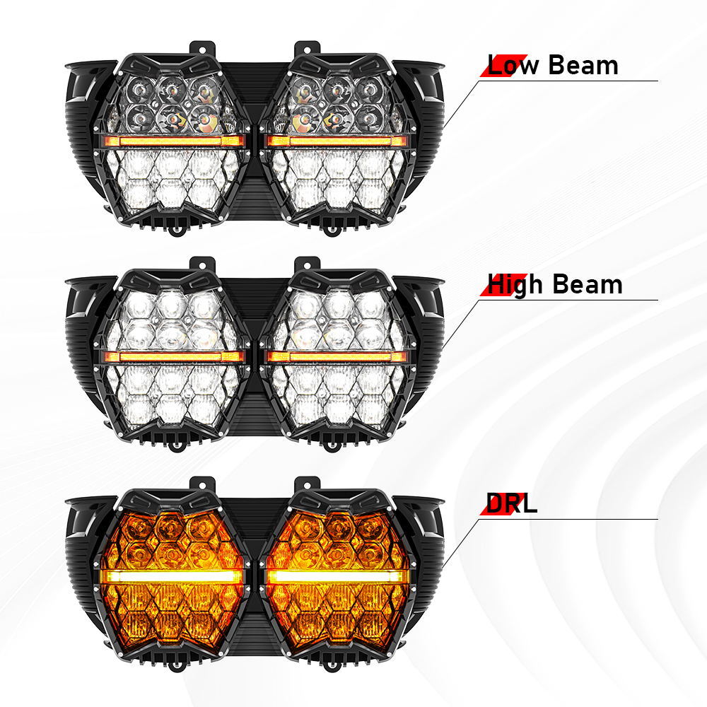 LED Headlight Projector Hi-Low Beam Sealed w/DRL For Harley Road Glide 2015-2024