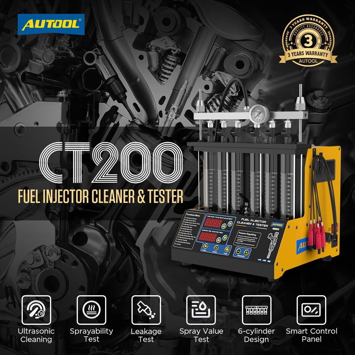 CT200 Fuel Injector Ultrasonic Cleaning Machine Nozzle Cleaner Tester PK CNC602A