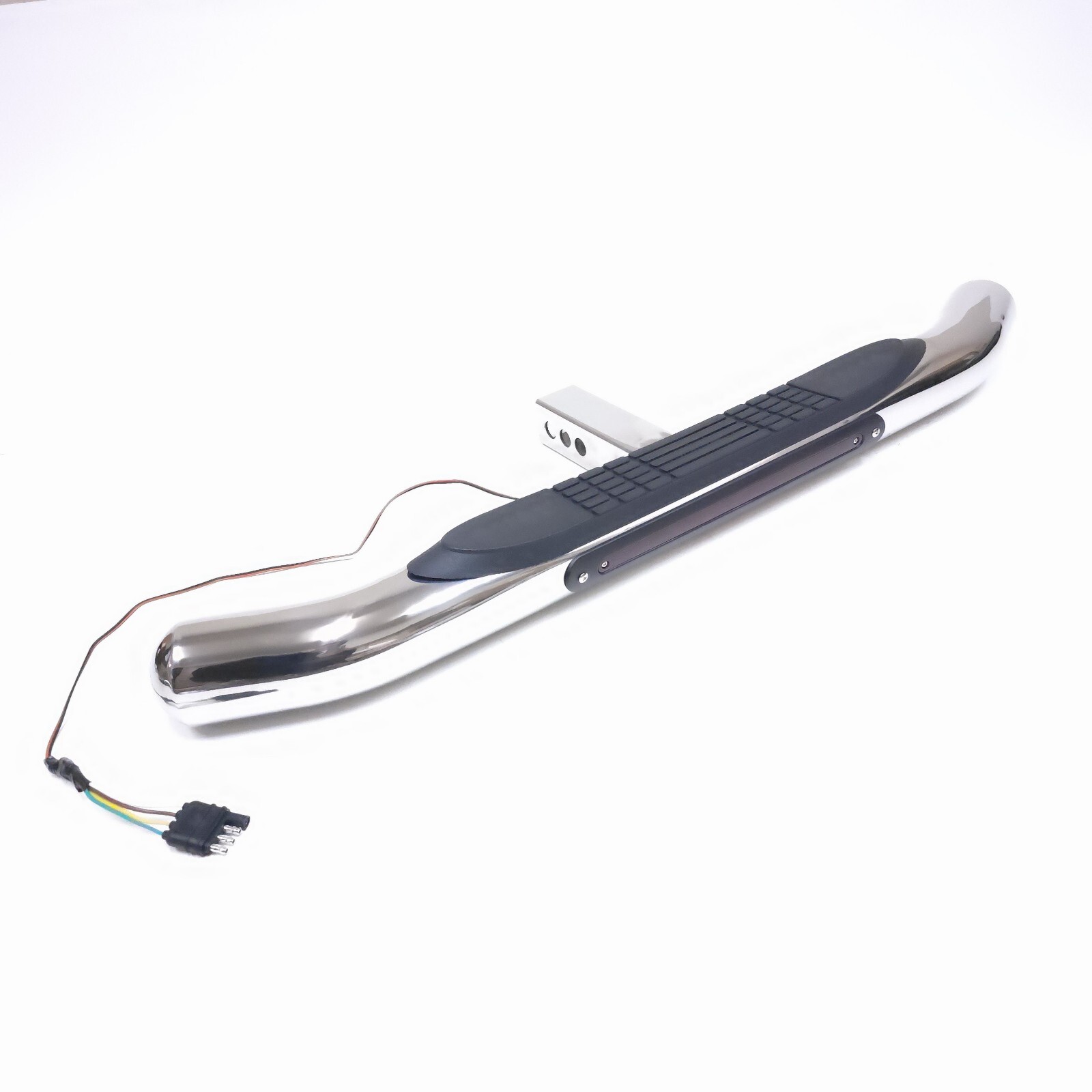 36″ L 2″ Receiver Tow Hitch Bar 3″ Round Curved Chrome LED Brake Light Universal