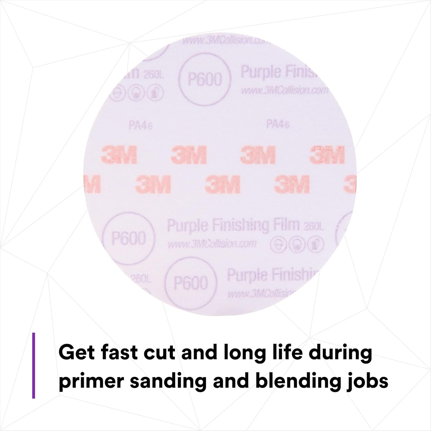 3M 30666 Purple Finishing Film Hookit Disc (2000 Grit, 6 inch, 50 Pcs)