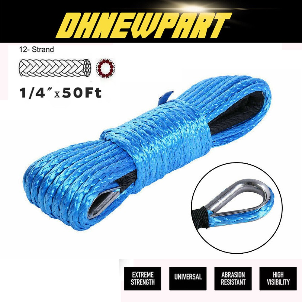 1/4″x50′ 10000LBS Synthetic Winch Rope Line Recovery Cable 4WD ATV UTV Sheath DP