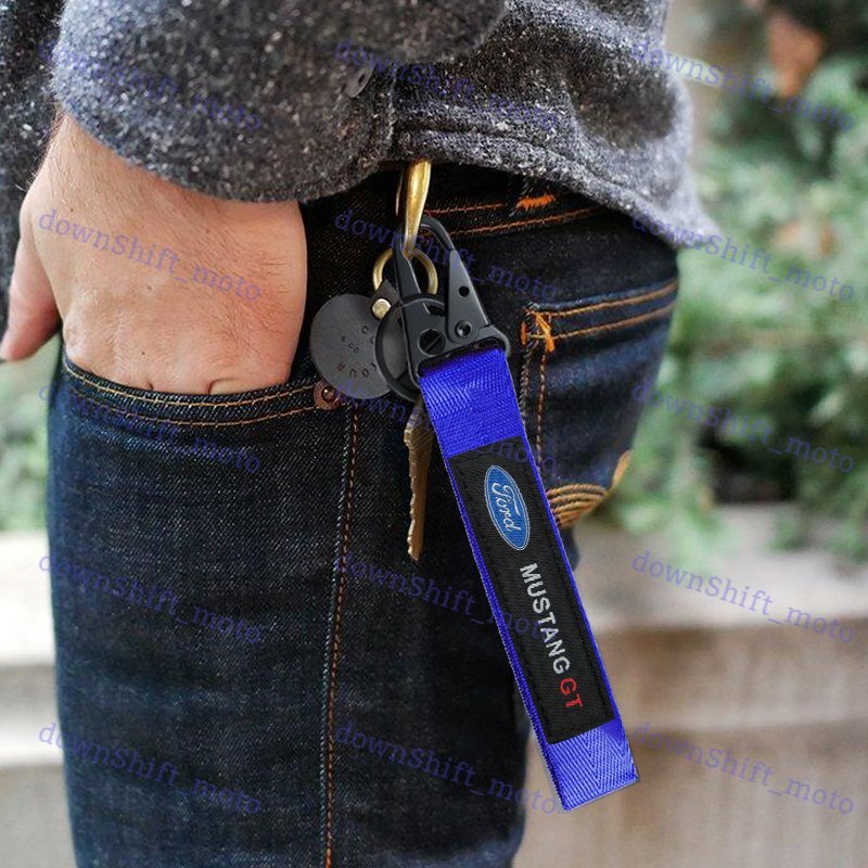 Universal Keychain Metal key Ring Hook Strap Lanyard Nylon for MUSTANG GT NEW