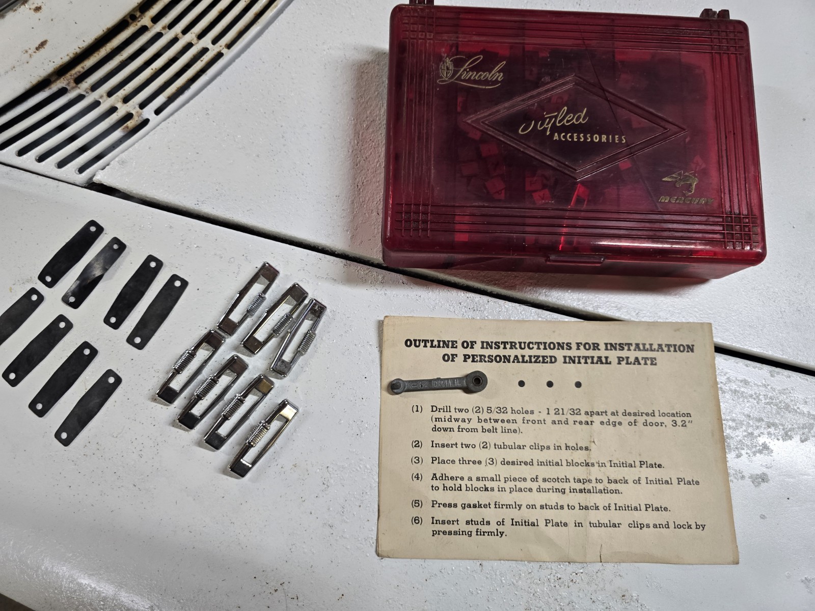 NOS DEALER LINCOLN MERCURY EDSEL FORD ACCESSORY MONOGRAM 55 56 57 58 59 60 KIT