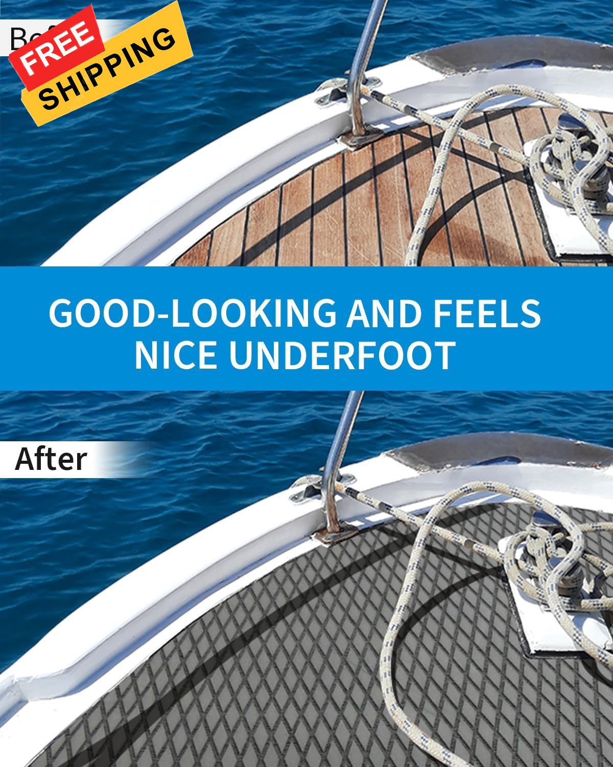 OCEANBROAD Self-Adhesive 48”x16” Boat Flooring Non-Slip 48”L x 16”W, Gray