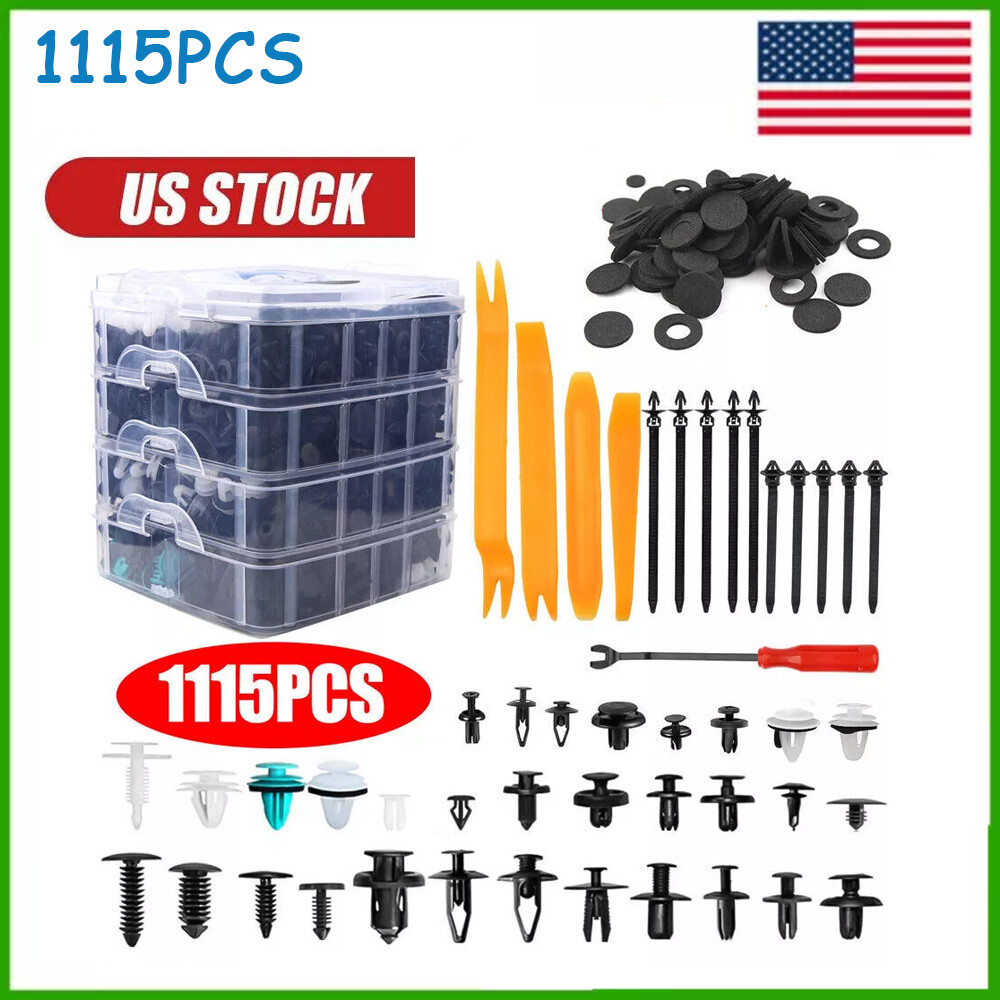 1115PCS Car Retainer Clips Auto Fasteners Push Trim Clips Pin Rivet Bumper Kit 】