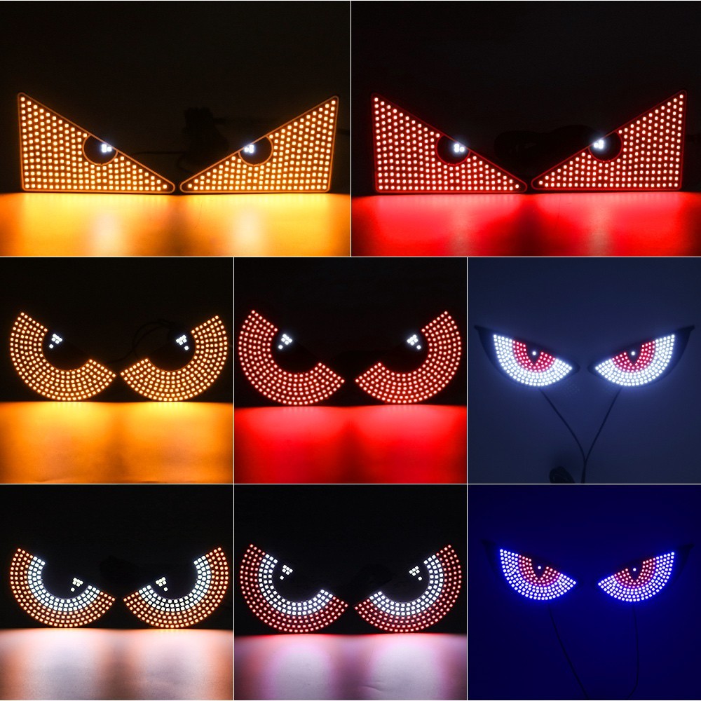 Front rear Led Windshield Display Animation Flashing Demon Eyes Dynamic Lights
