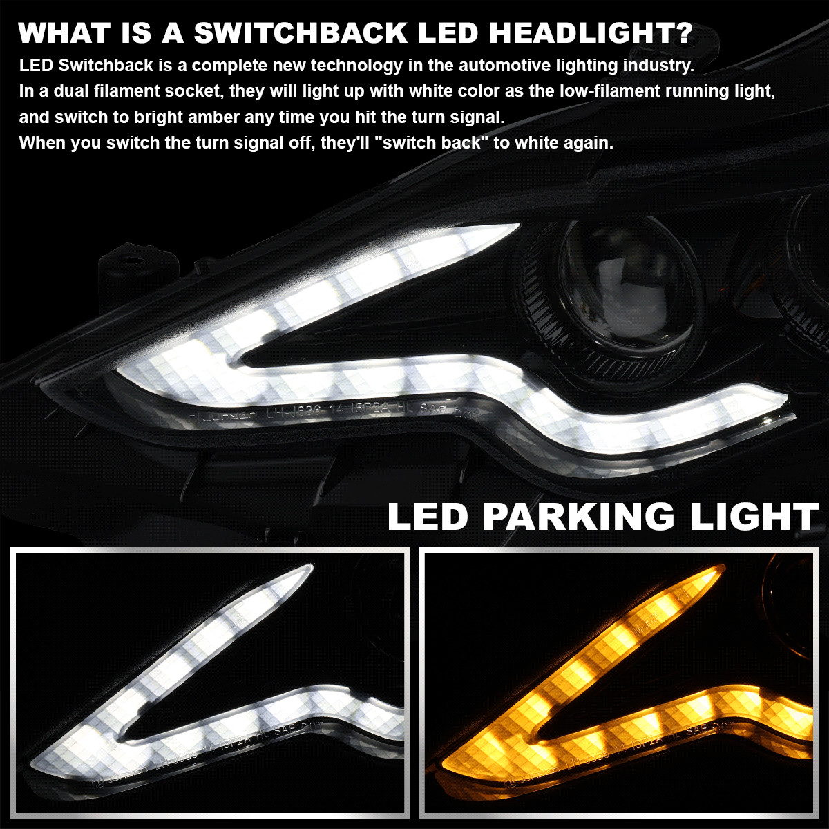 Jet Black Fits 2014-2016 Lexus IS250 IS350 Full LED Projector Headlights LH+RH