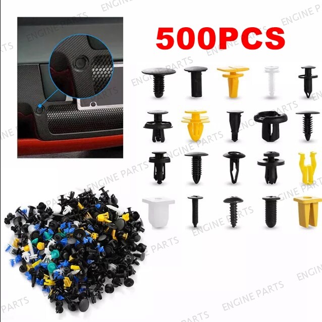 500PC Plastic Car Body Push Pin Rivet Fasteners Trim Moulding Clips Screw Driver