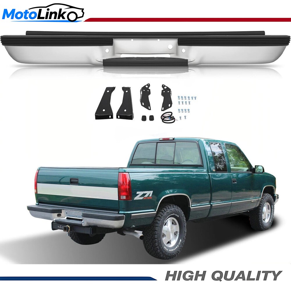 Chrome Steel Rear Bumper For 1988-2000 Chevy Silverado GMC Sierra C/K 1500 2500