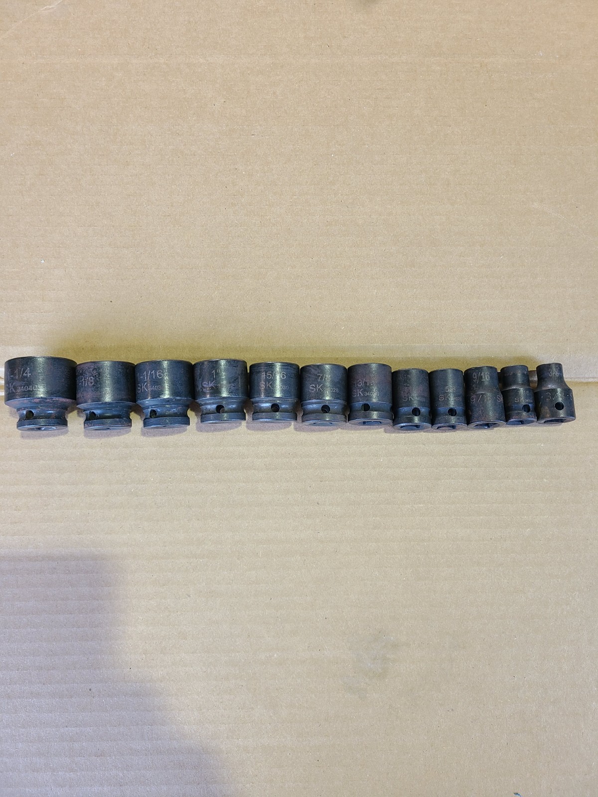 SK Tools 12 pc 1/2″ drive shallow impact socket set 1-1/4-3/8 Missing 3/4 1/2