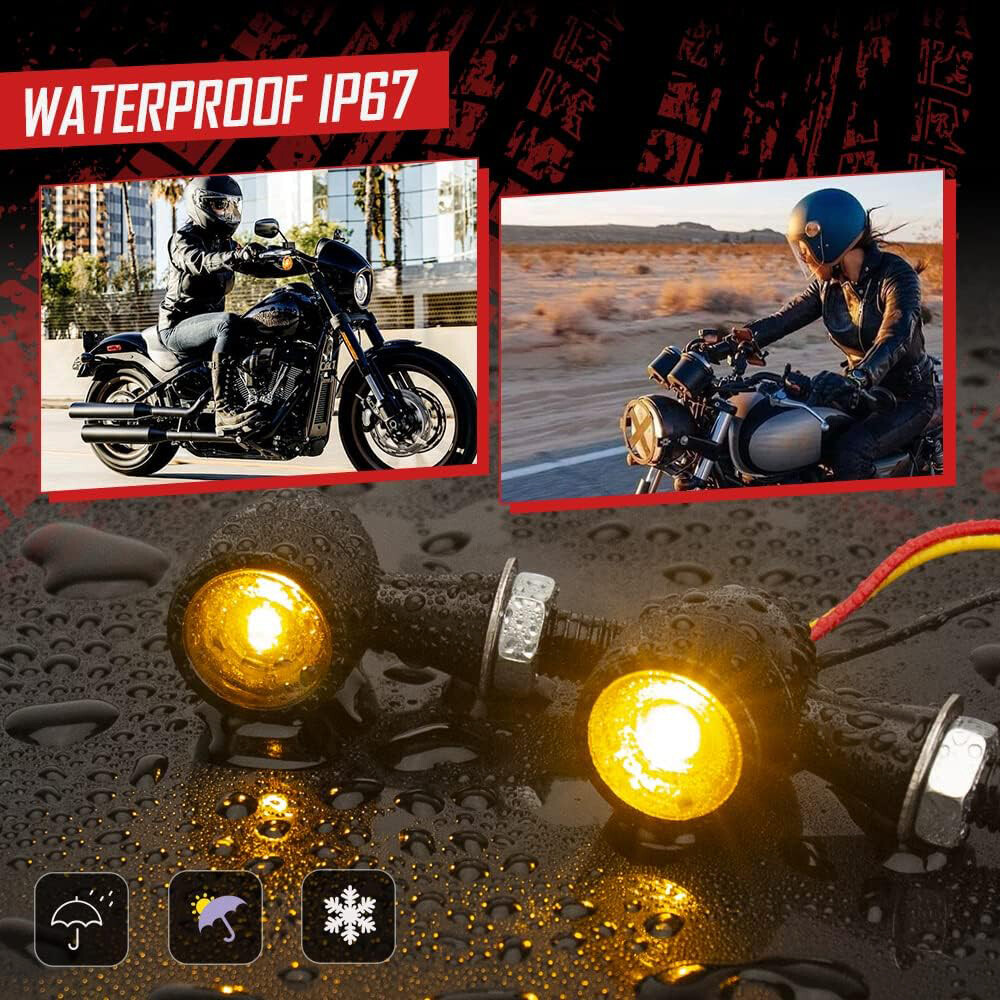 Motorcycle LED Bullet Mini Turn Signals Brake Blinker Light Indicator Amber+Red