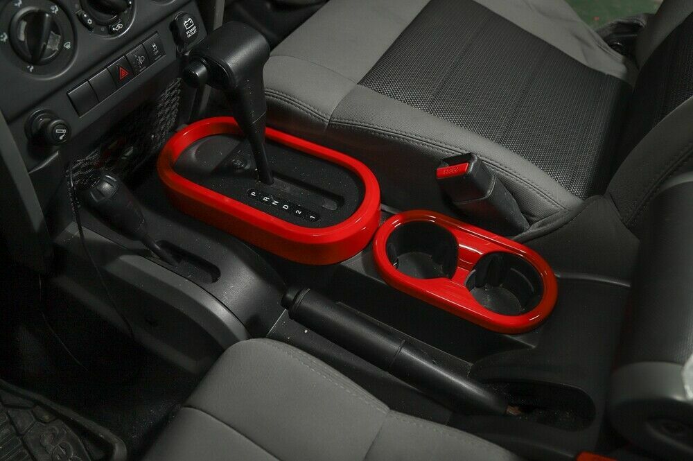 1X Interior Gear Shift Panel Trim Cover Frame for Jeep Wrangler 2007-2010 JK Red
