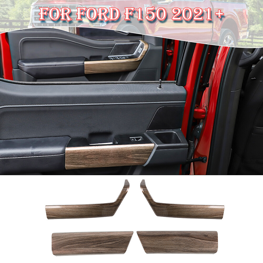 Interior Front/Rear Door Handle Panel Cover Trim For Ford F150 2021+ Wood Grain