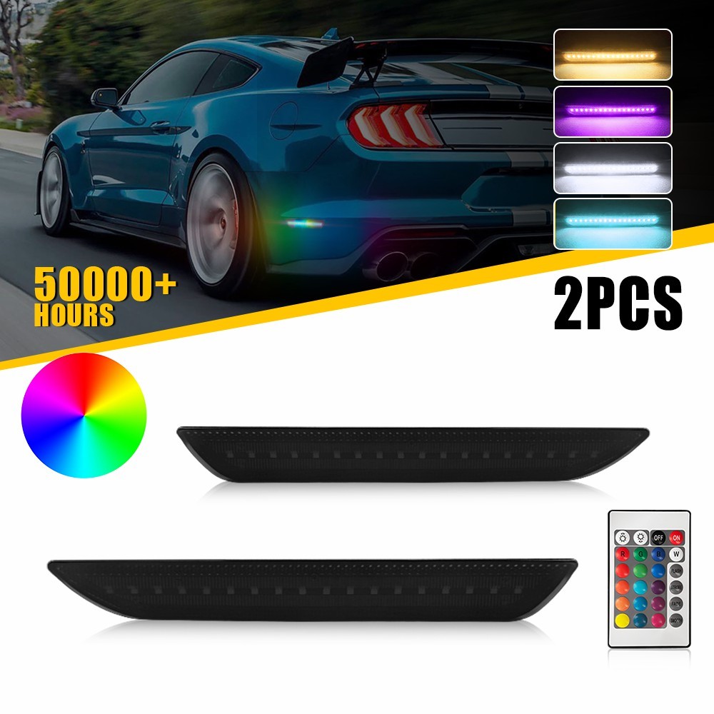 FR3Z15A201A Rear For Ford Mustang 2015-2022 2023 LED Side Marker RGB Lights 2PCS