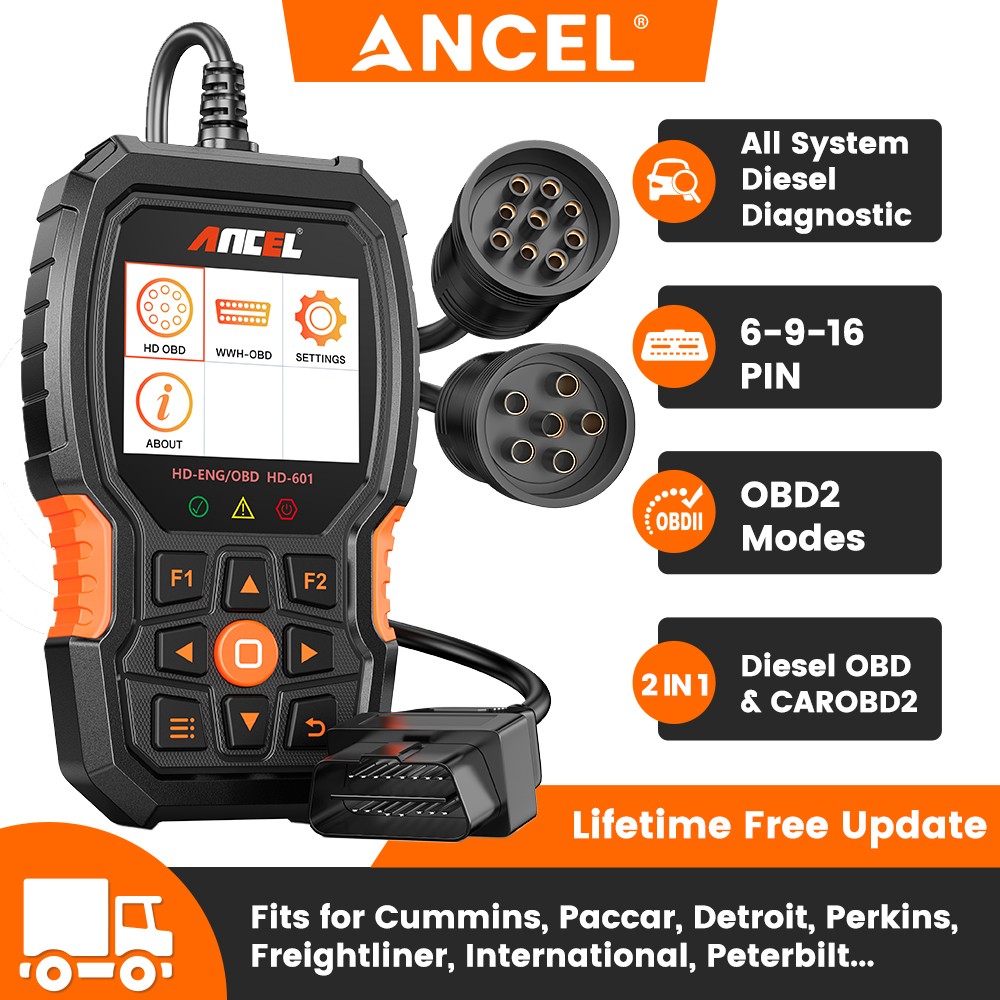 ANCEL HD601 Heavy Duty Truck Scanner Diagnostic Tool Code Reader DPF Regen ABS