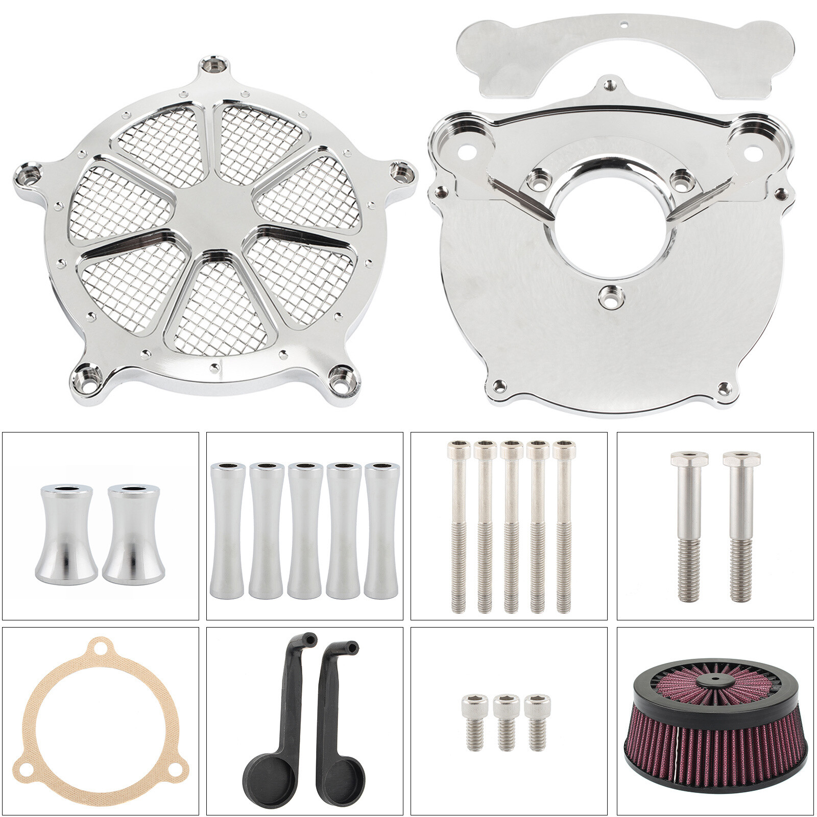 Chrome Air Cleaner Intake Filter For Harley Touring Street Glide FLHX 2008-2016