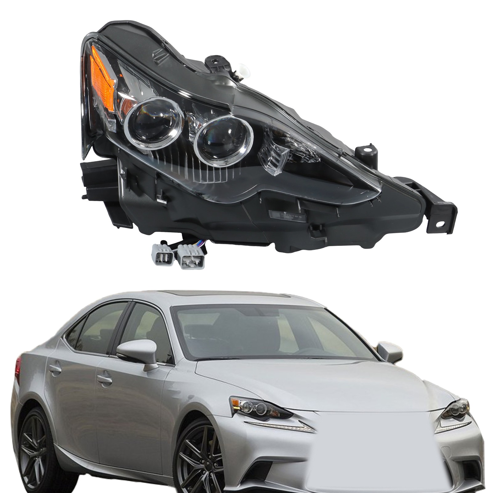 Front Right LED Headlights Assembly W/Halogen Turn Signal For Lexus IS 2014-2016