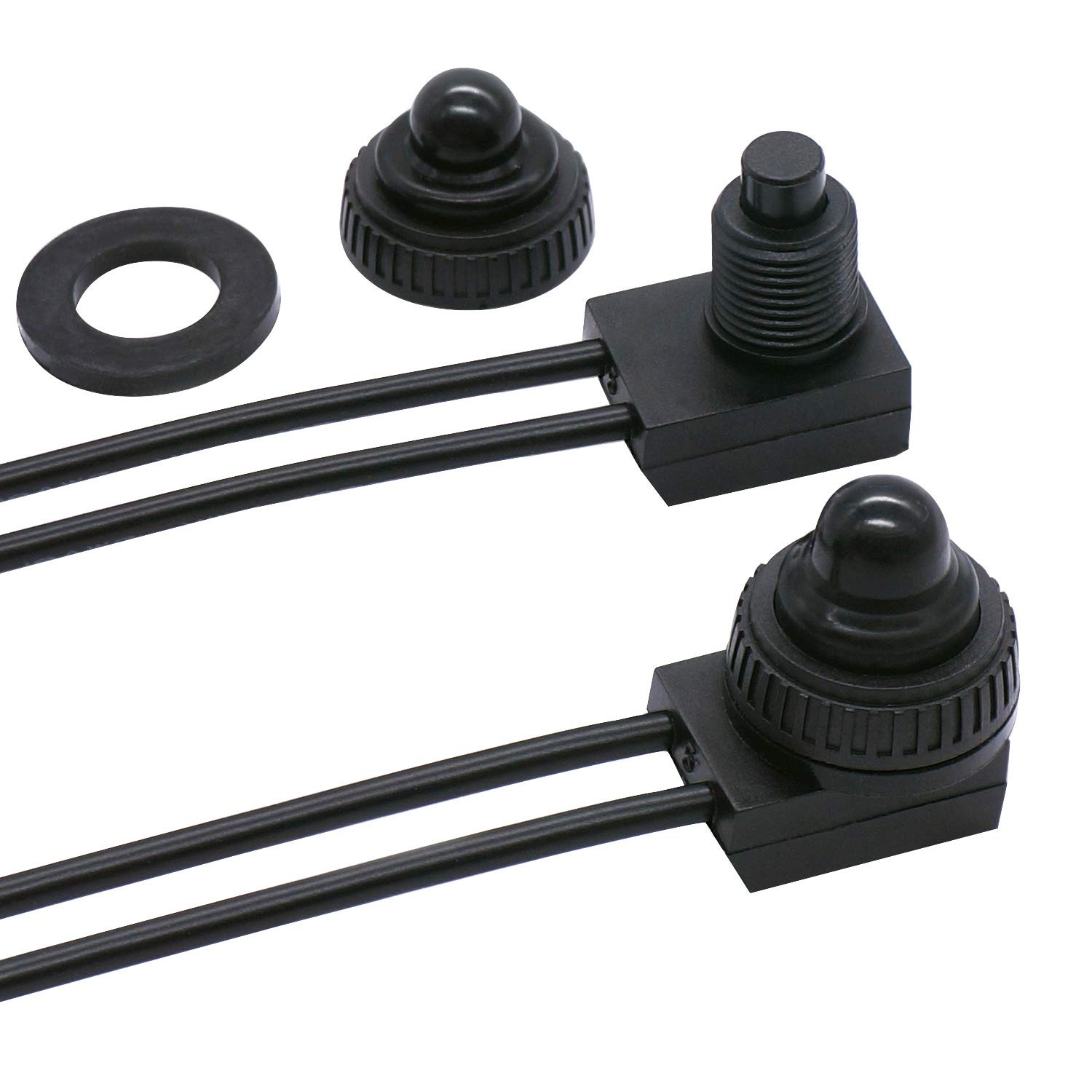 TWTADE 2PCS Waterproof RV Push Button Switch 12V ON/Off SPST 2 PCS, Black