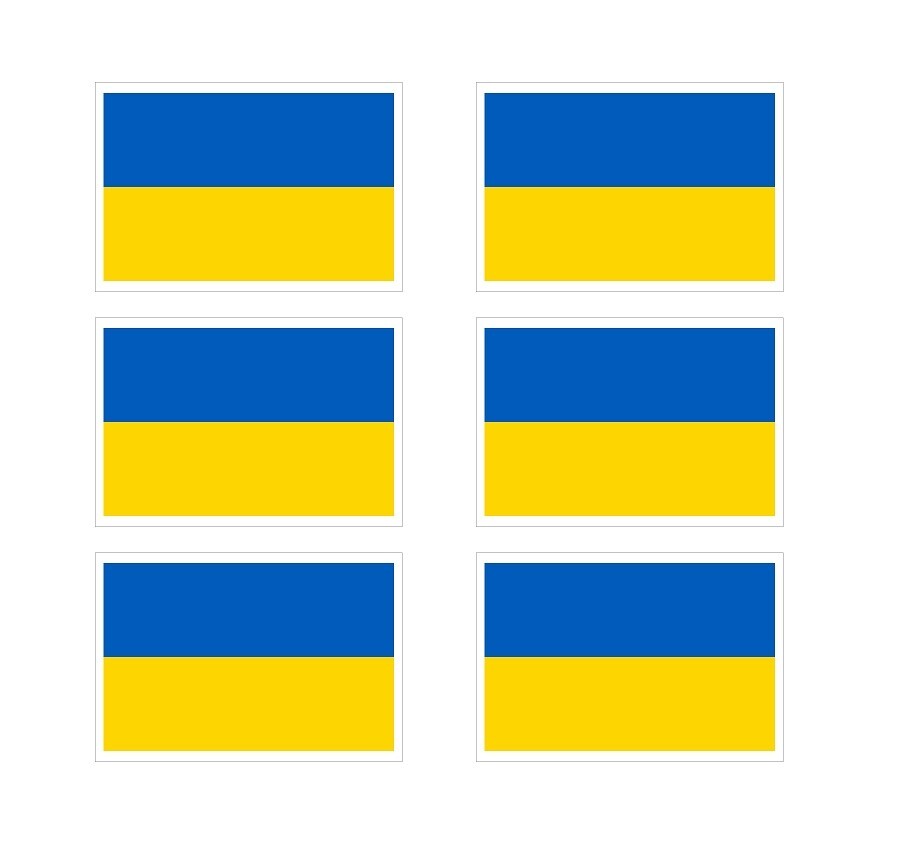 SD USA PRINT Ukraine Blue Gold Ukrainian Small Sticker Decal Pack of 6