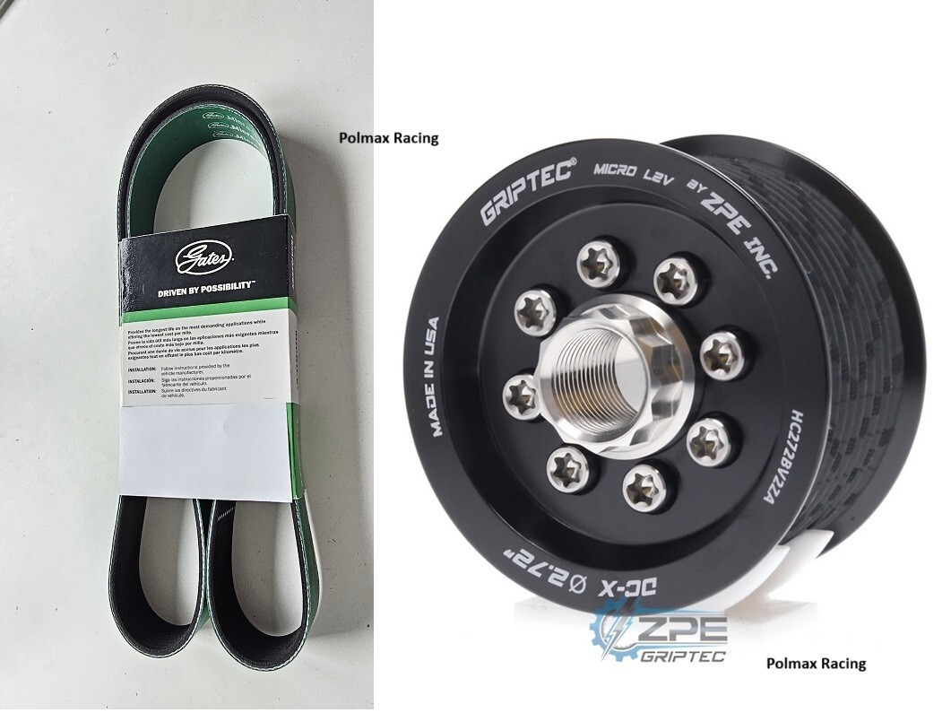 ZPE Griptec 2.72 supercharger pulley hub , Gates belt 2015-23 Challenger Hellcat