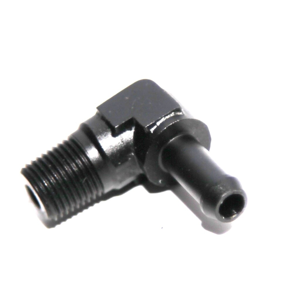 BLACK 1/8″ NPT Male to 1/4″ Hose Barb 90 Degree Aluminum Fitting Adapter