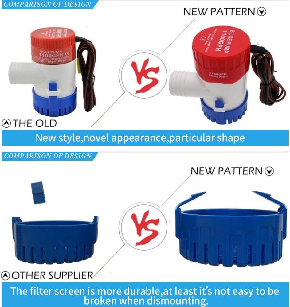 1100GPH Electric Bilge Pump For Boat Marine Submersible Sump Water Transfer USA