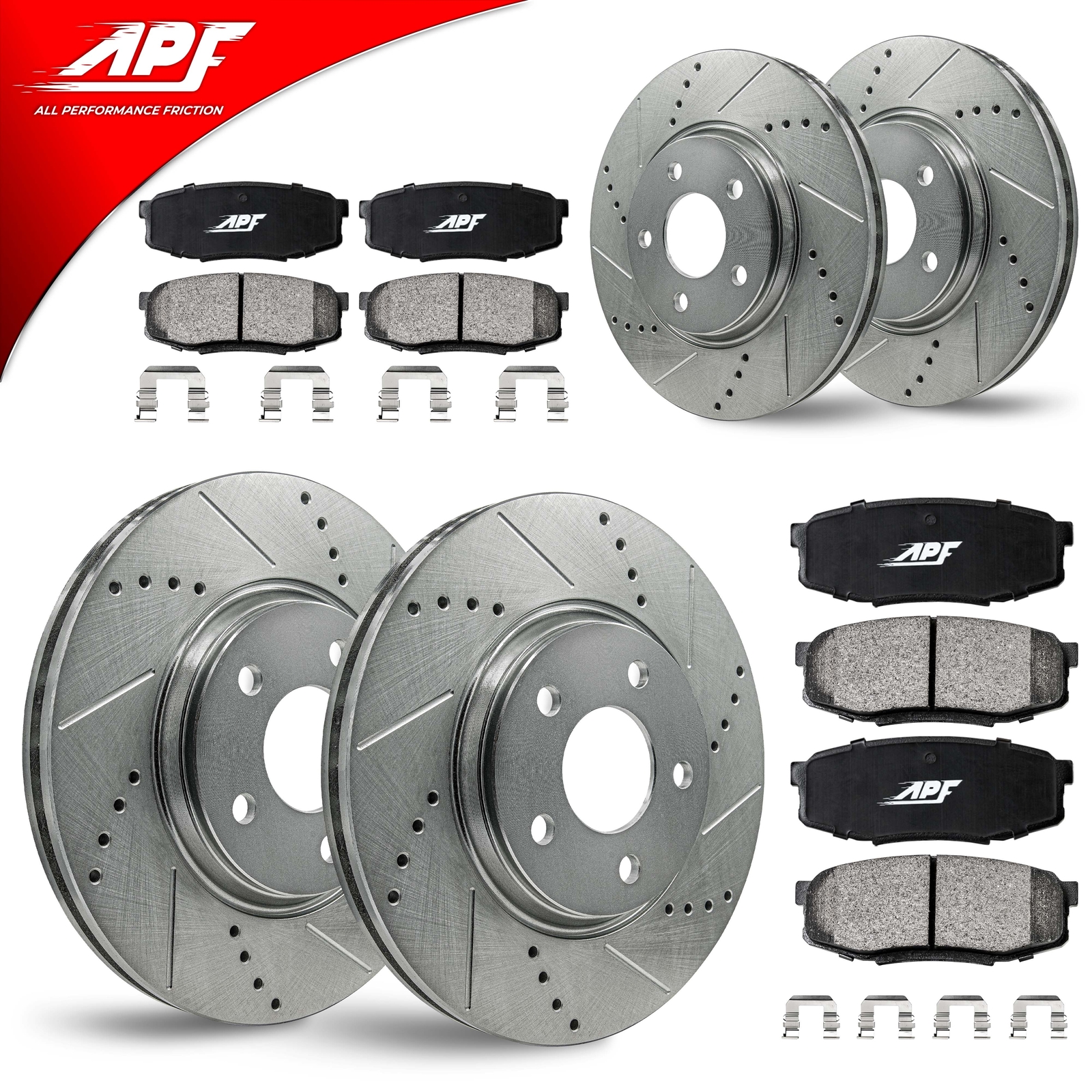 Front & Rear Zinc Drill/Slot Brake Rotors + Pads for Acura RSX 2002-2006