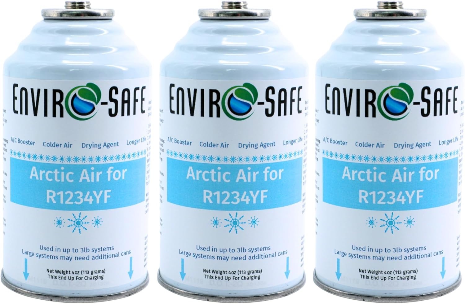 ENVIRO-SAFE Arctic Air for R1234YF — A/C Booster | Colder Duct Temps (3 Cans)