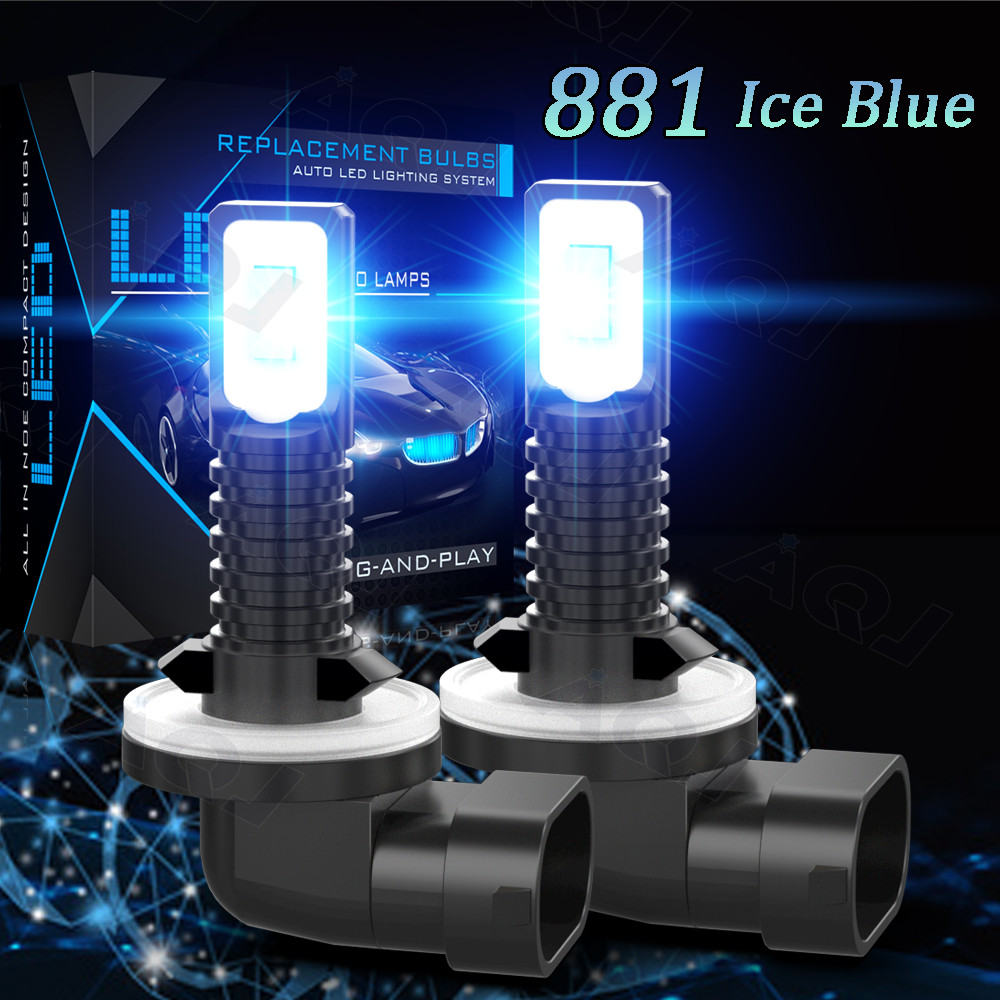 AQJ 2×881 LED Fog Light Driving Bulbs 886 889 894 896 898 Ice Blue 8000K