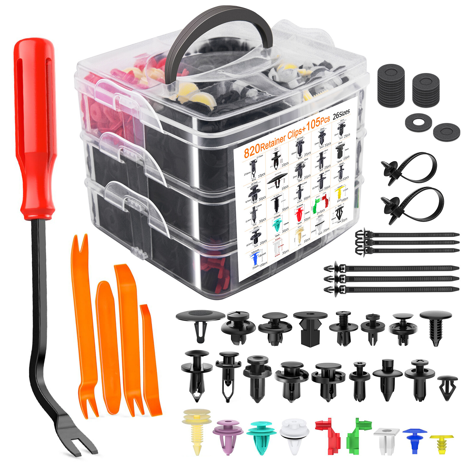 925Pcs Auto Car Bumper Retainer Clips Push Pin Rivet Screw Kit Fastener Remover
