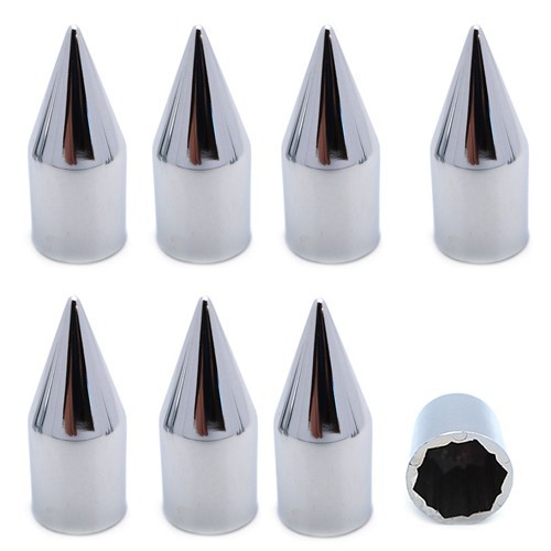 8 Chrome Press On Spike Nut or Bolt Covers for 3/4″ Wrench Size – Car & Truck