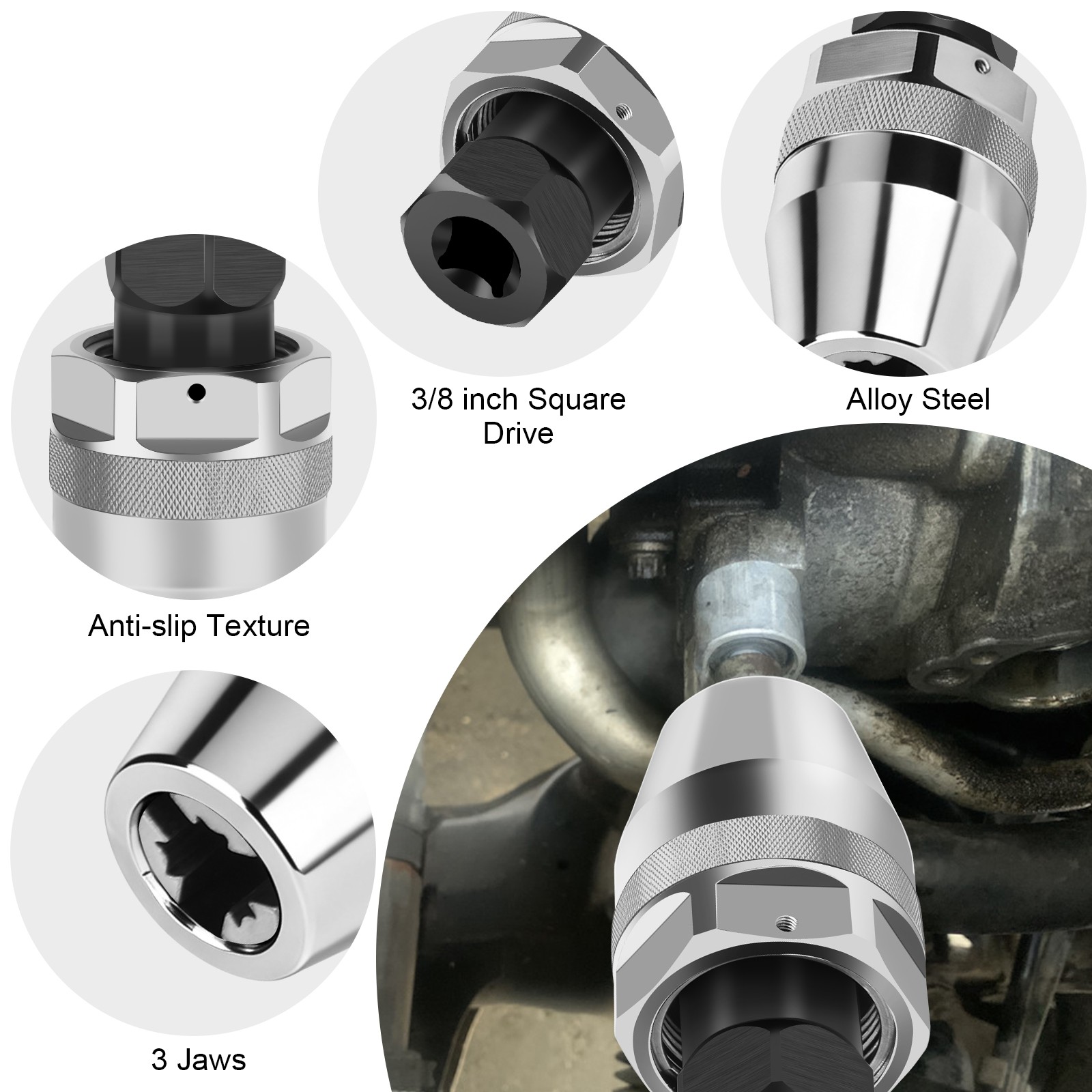 3/8″ Drive Broken Bolt Remover Stud Extractor Tool for Locks Removes 1/4″-1/2″