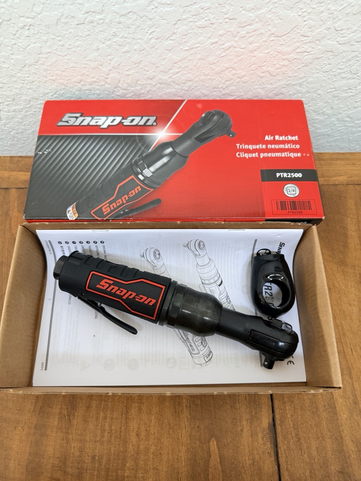 snap-on tools USA soft grip handle mini air ratchet 1/4 PTR2500 NEW