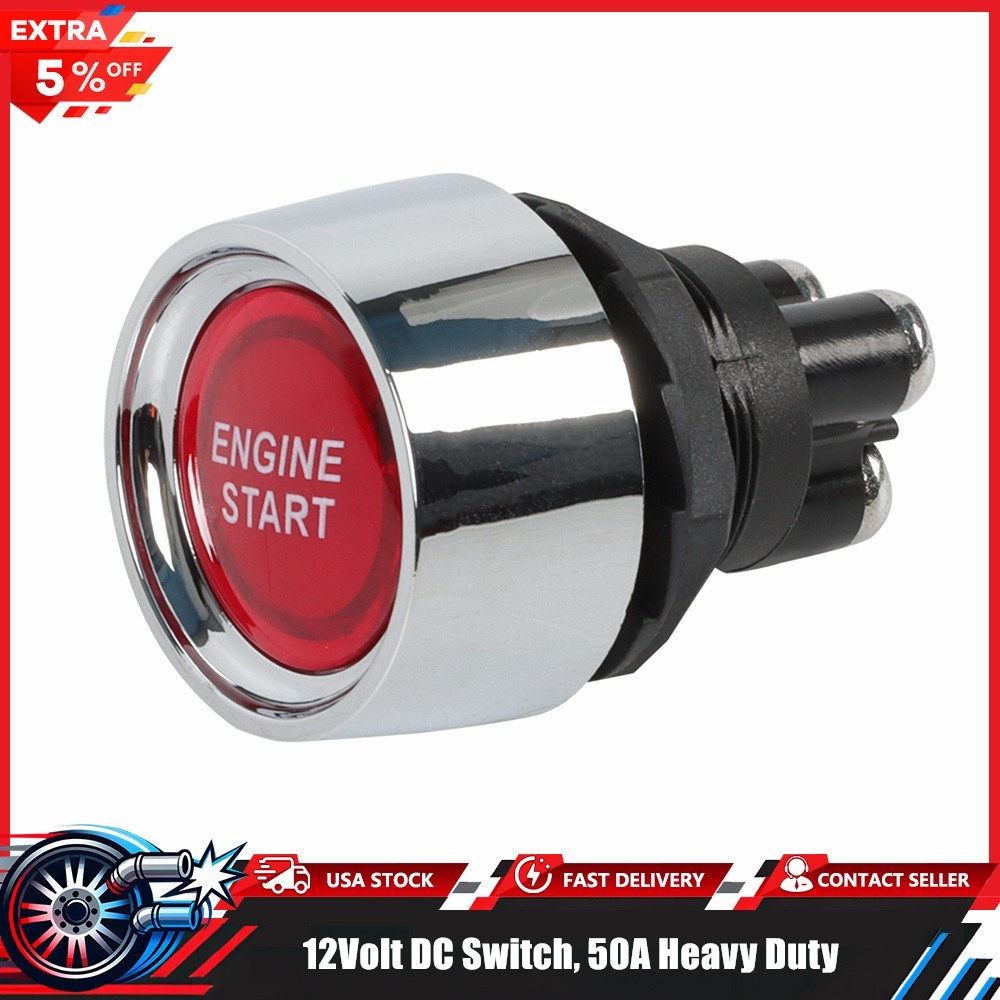 Universal 12V Car Red Illuminated Engine Start Switch Push Button Race Starter