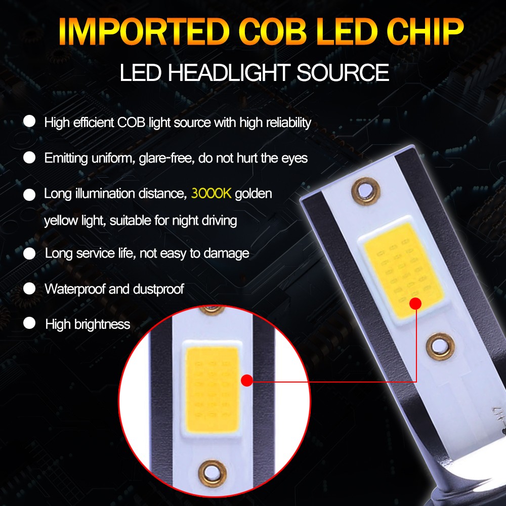 2x RIDROID 9005 HB3 LED Bulbs Headlight High Beam Kit Super Bright Yellow 3000K