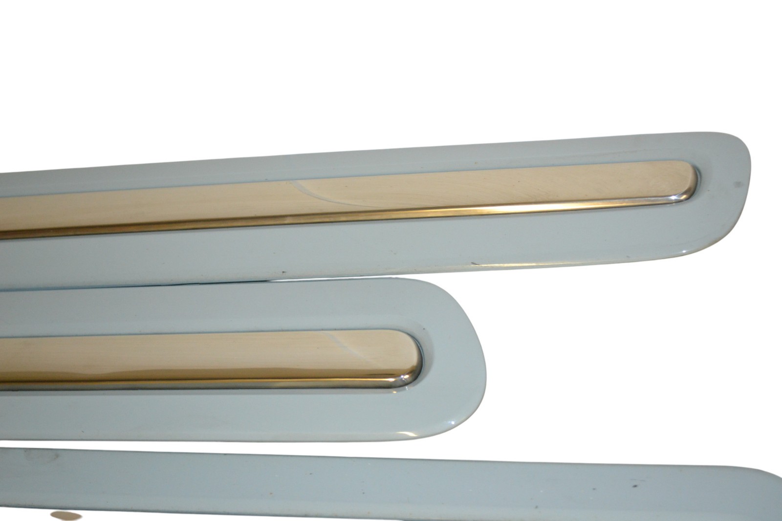 14-17 FIAT 500 LEFT RIGHT REAR FRONT DOOR MOLDING TRIM SET OF 4 OEM BLUE CHROME