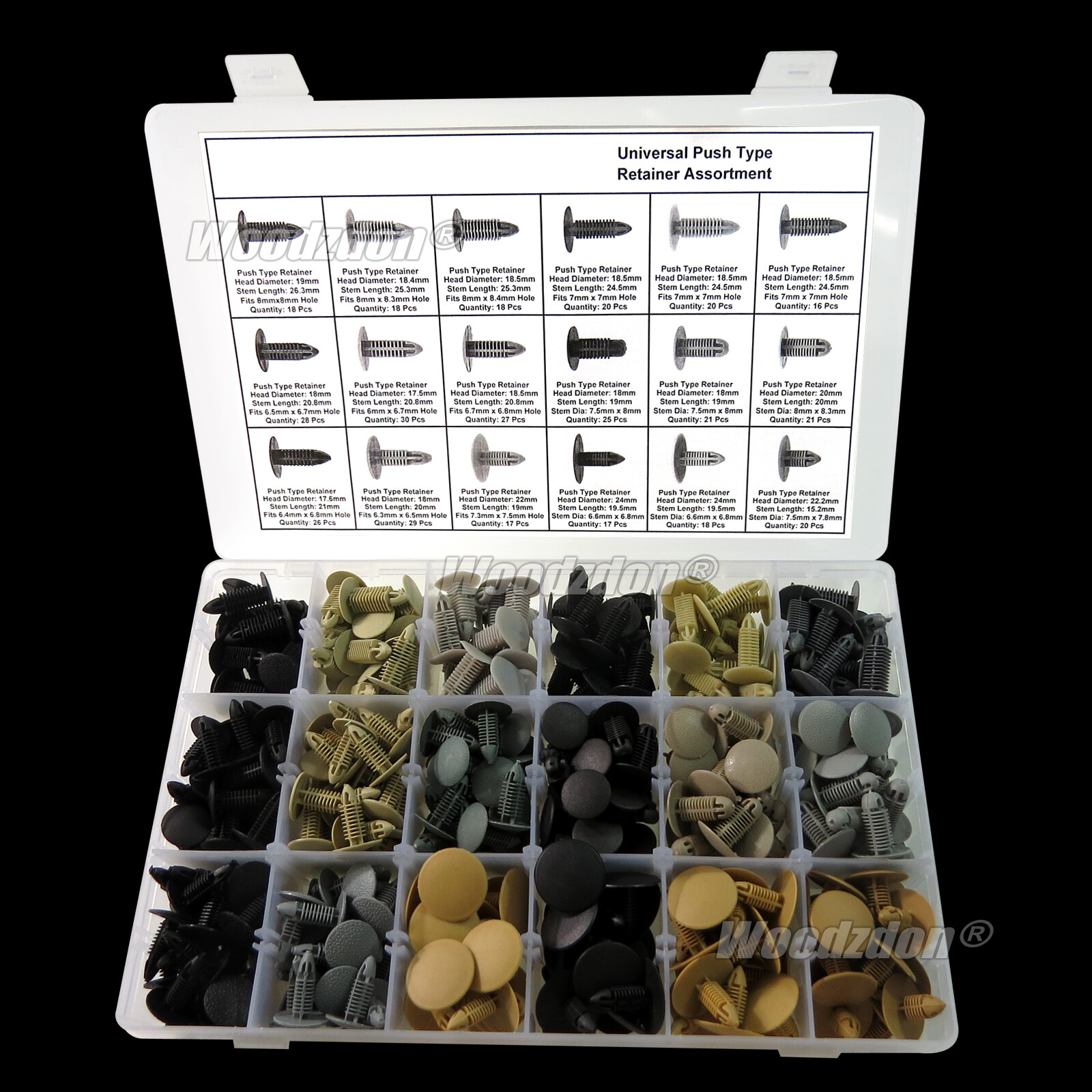 389 Clip Auto Body Push In Fasteners Fir Tree Type Retainer Assortment Universal