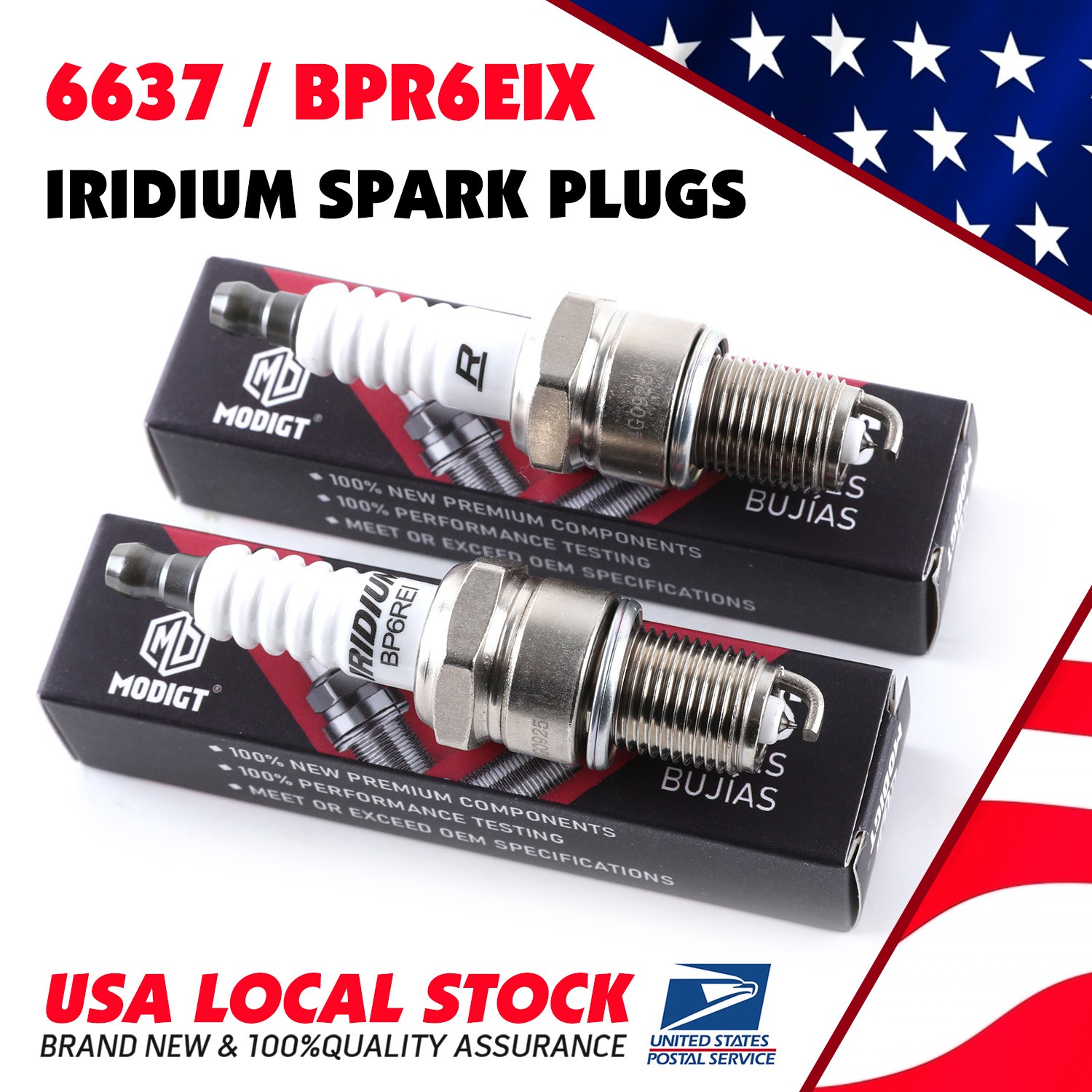 Set of 4 Premium OEM 6637 BPR6EIX Iridium Spark Plugs Set – New and High Quality
