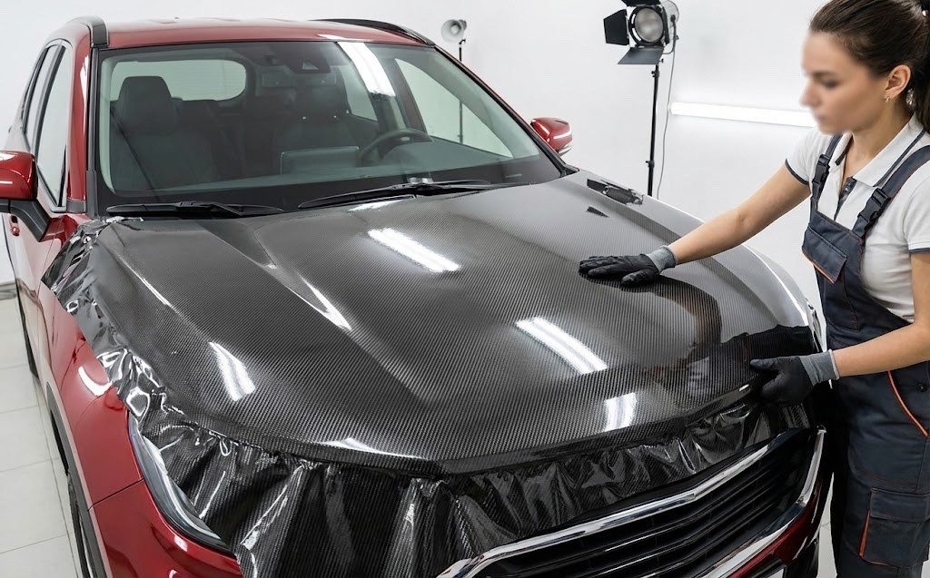 7D Premium Super Gloss Black Carbon Fiber Vinyl Wrap Bubble Free Air Release 6D