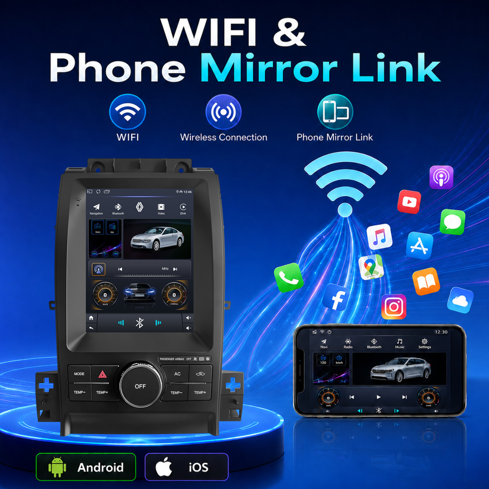 9.7″ Vertical For Ford Taurus 2013-19 Android Radio Carplay Wifi Gps Car Stereo
