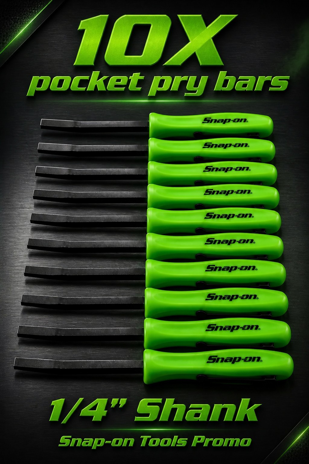 10X Green Promo SE For Snap on tools 1/4″ Shank Angled PRY BAR screwdriver +GIFT