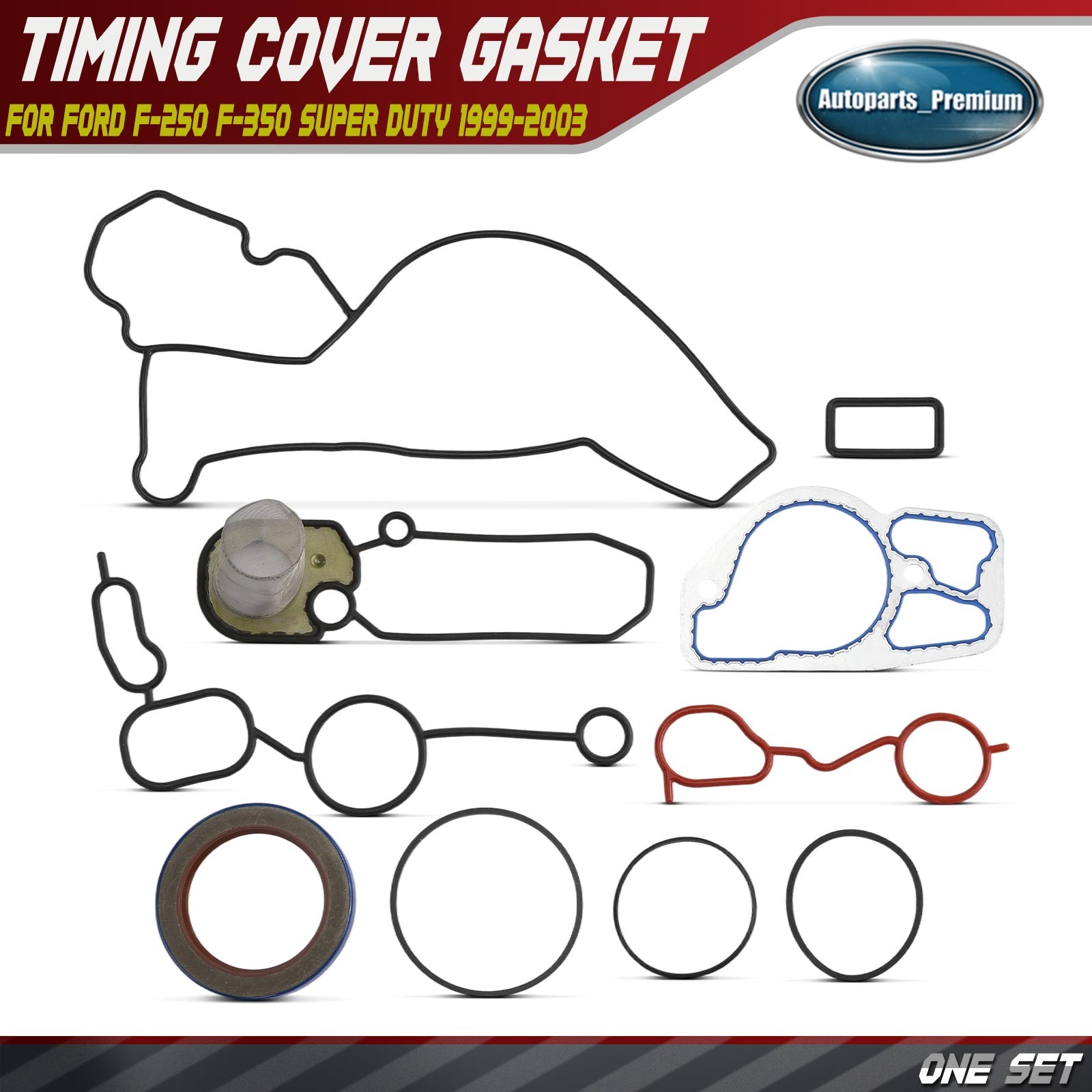Engine Timing Cover Gasket Set for Ford F-250 F-350 Super Duty 1999-2003 V8 7.3L