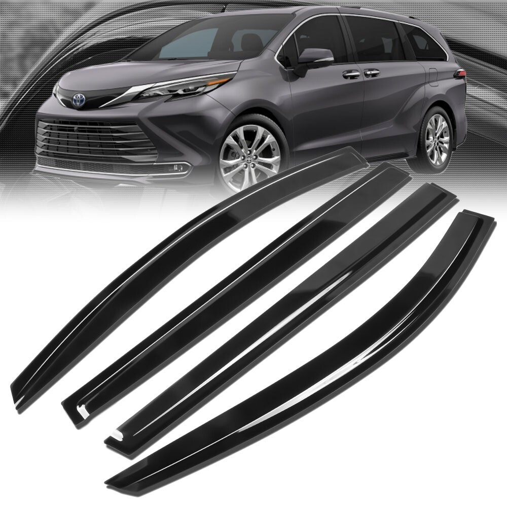 4X Smoke Tinted [Type-on] Sun/Wind/Rain Window Visor For 19-24 Ram 1500 Crew Cab