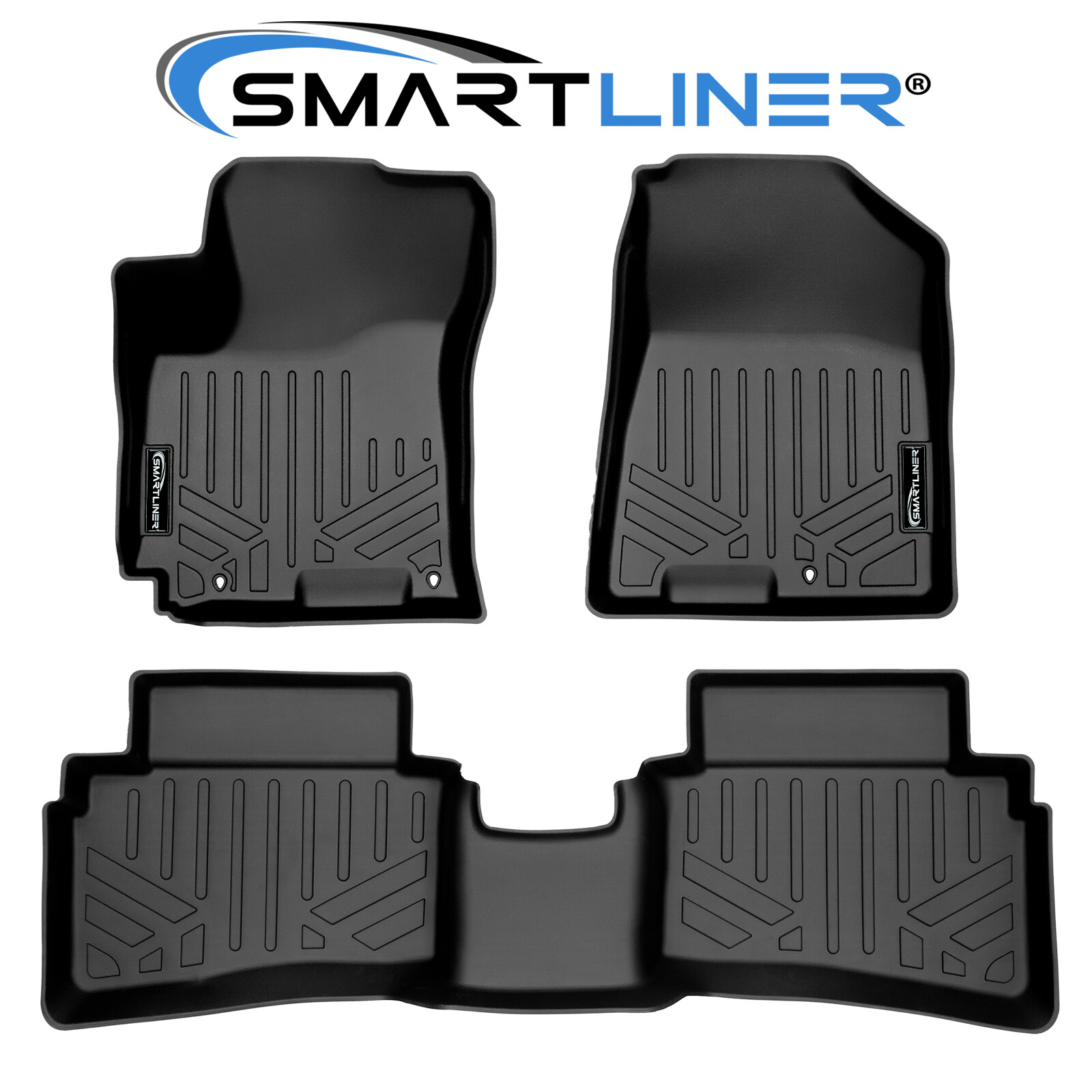 SMARTLINER Custom Fit Floor Mats 2 Row Set Black for 2020-2024 Hyundai Venue
